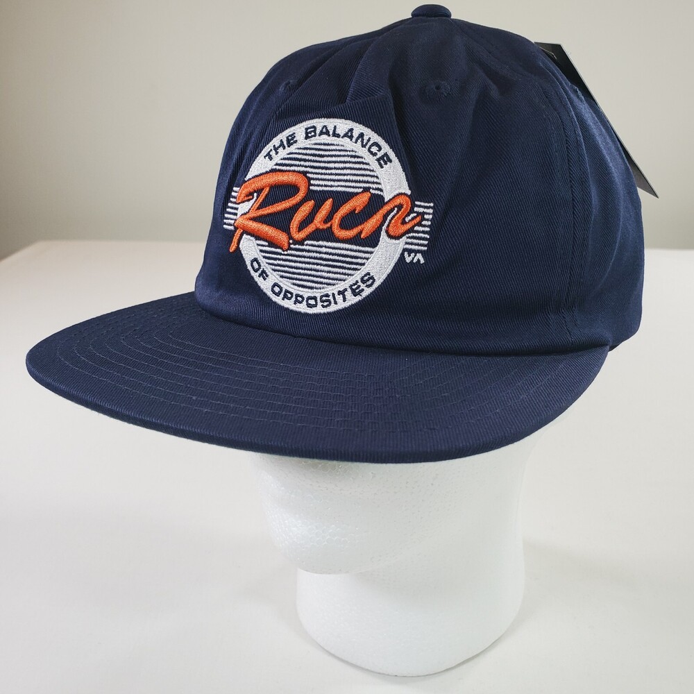 RVCA Hat Mid Profile Navy Blue Retro Style Unstructured Snapback Cap